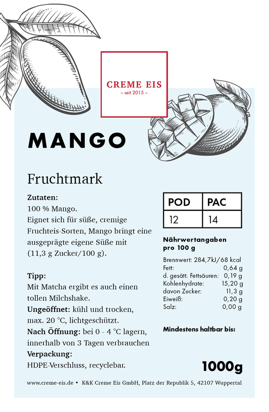 Mango 1kg 100% Fruchtmark