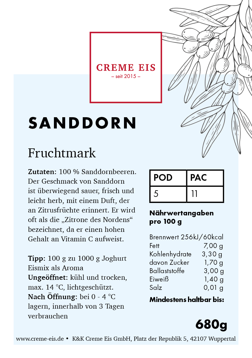 Sanddorn 100% Fruchtmark