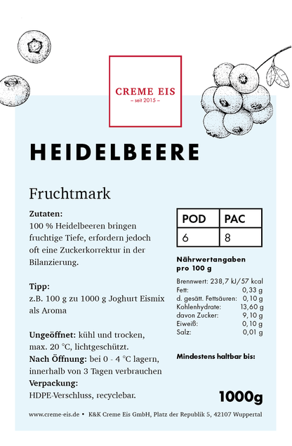 Heidelbeeren 1kg 100% Fruchtmark
