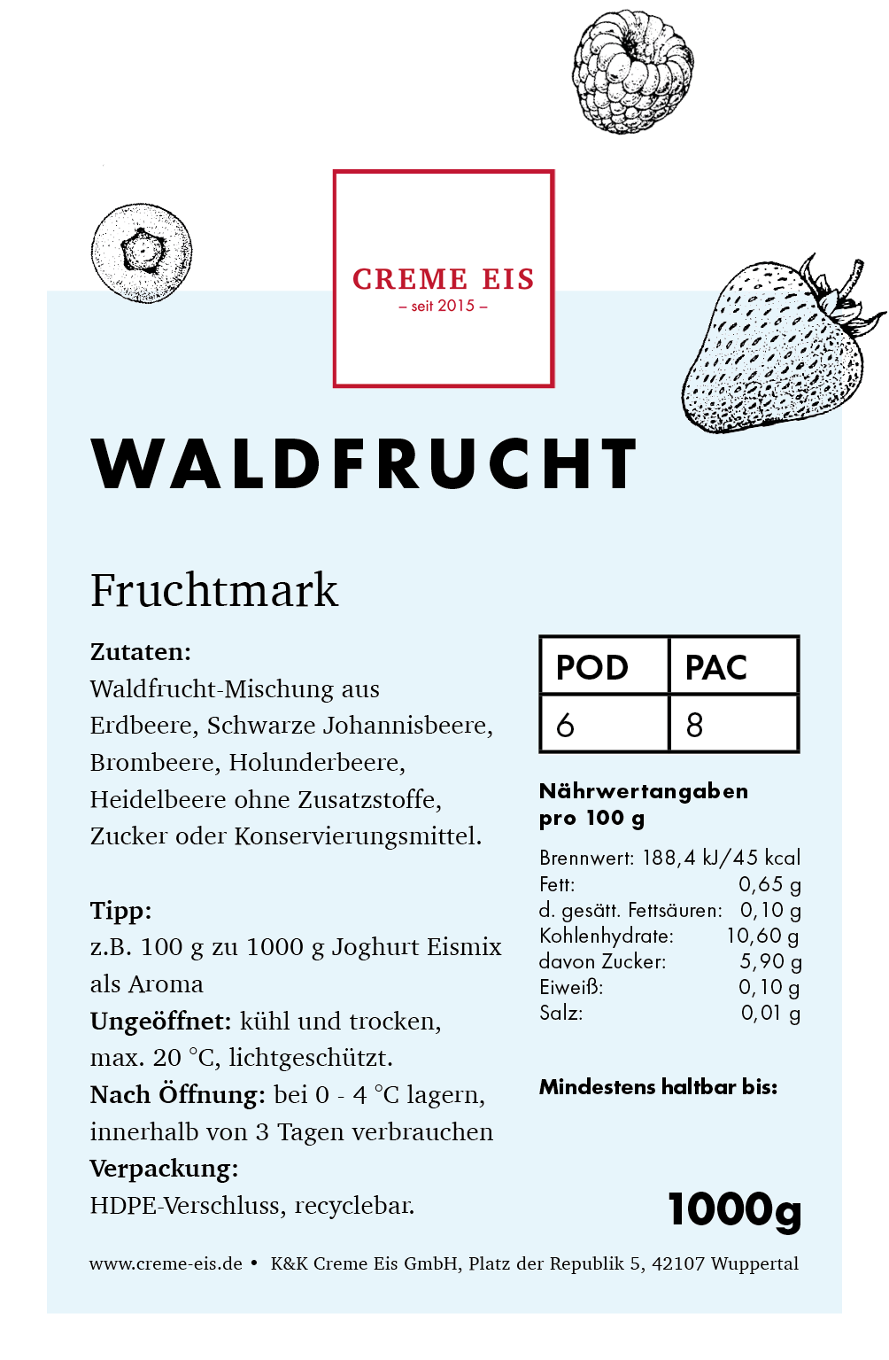 Waldfrucht 1kg 100% Fruchtmark