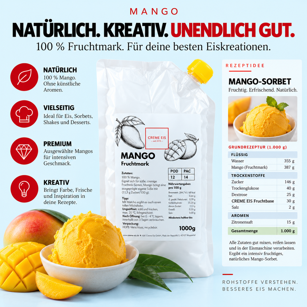 Mango 1kg 100% Fruchtmark