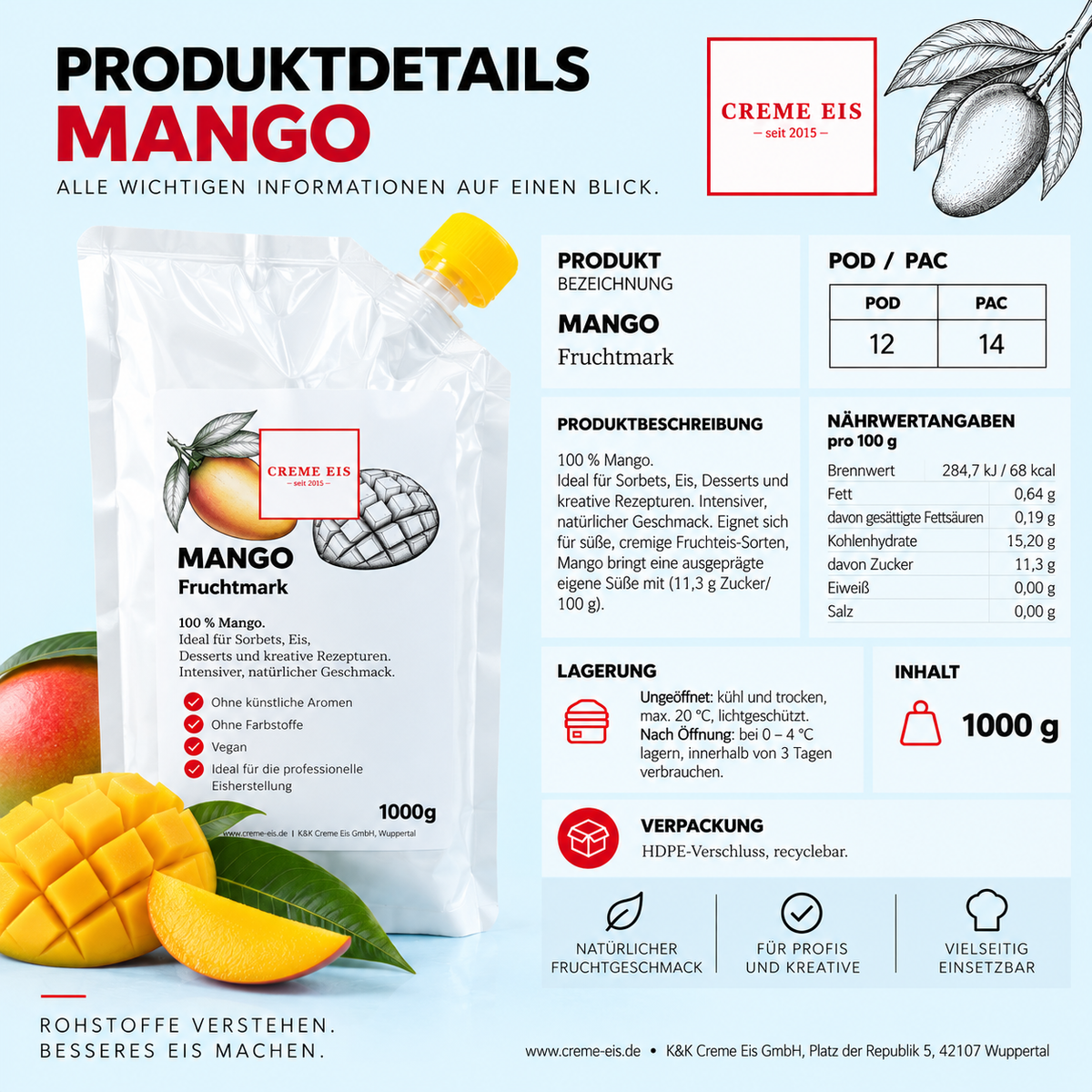 Mango 1kg 100% Fruchtmark