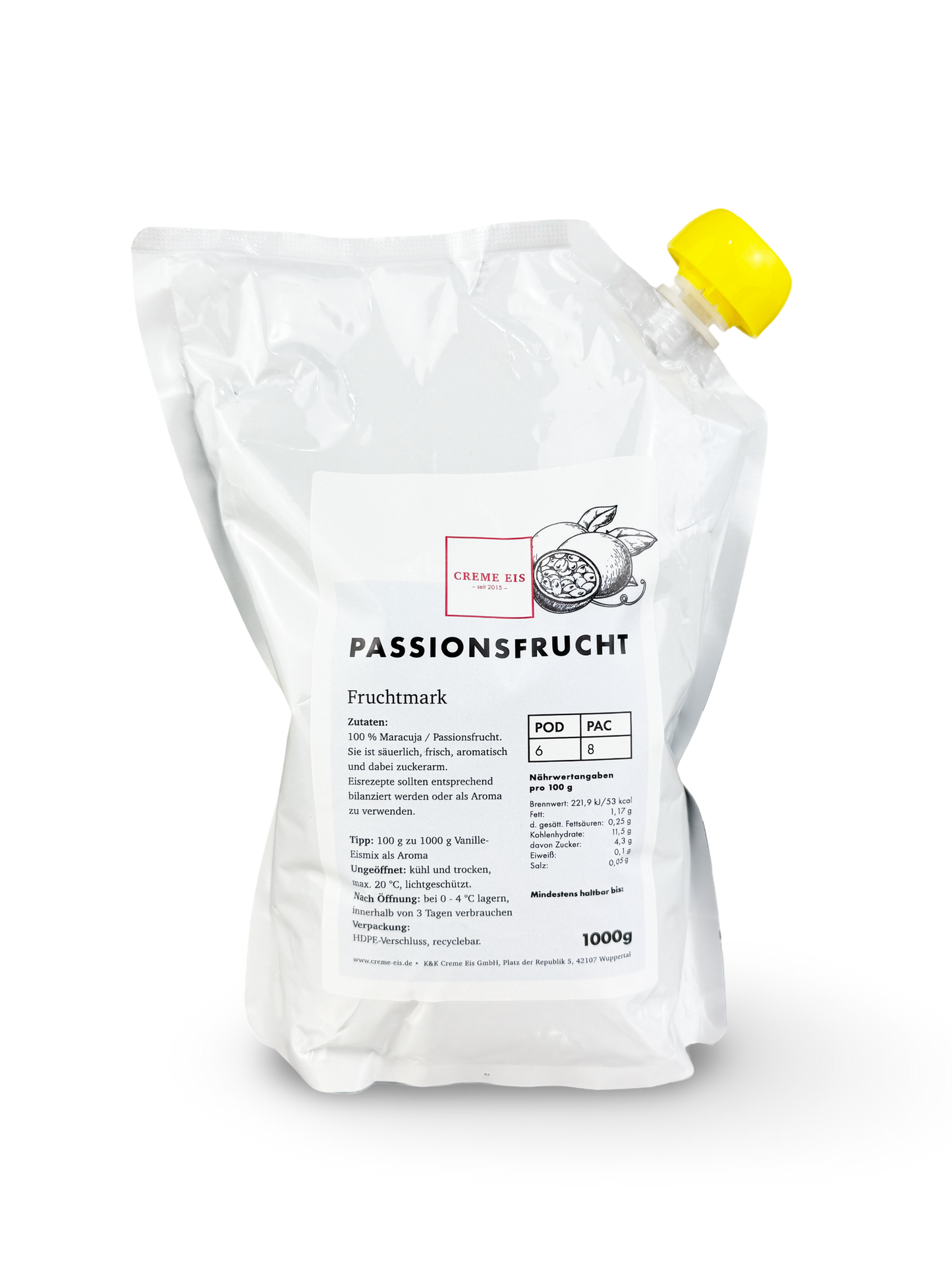 Maracuja 1kg 100% Fruchtmark